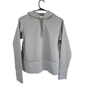 Nike Dri-FIT Ribbed Gray Pullover Running Jogging Hoodie Womens Size Small EUC